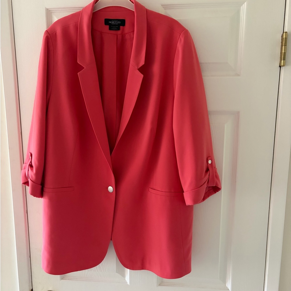 Sz 24 Michel Studio coral  Blazer with Buttoned Sleeves